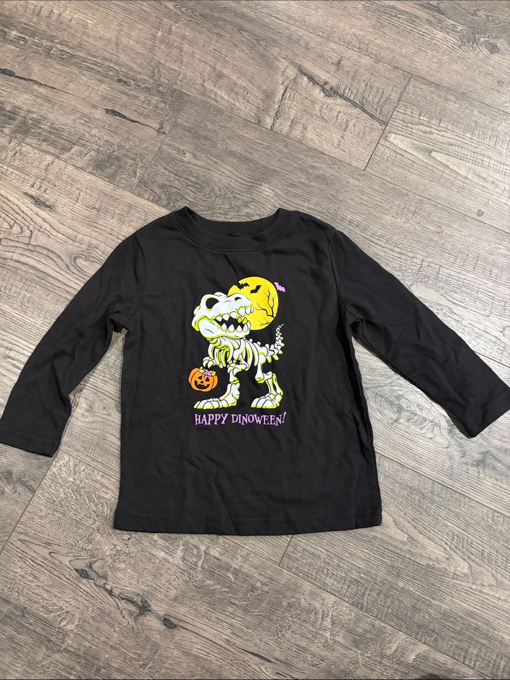 Kids Halloween shirt Black 'Happy Dinoween' Long-Sleeve